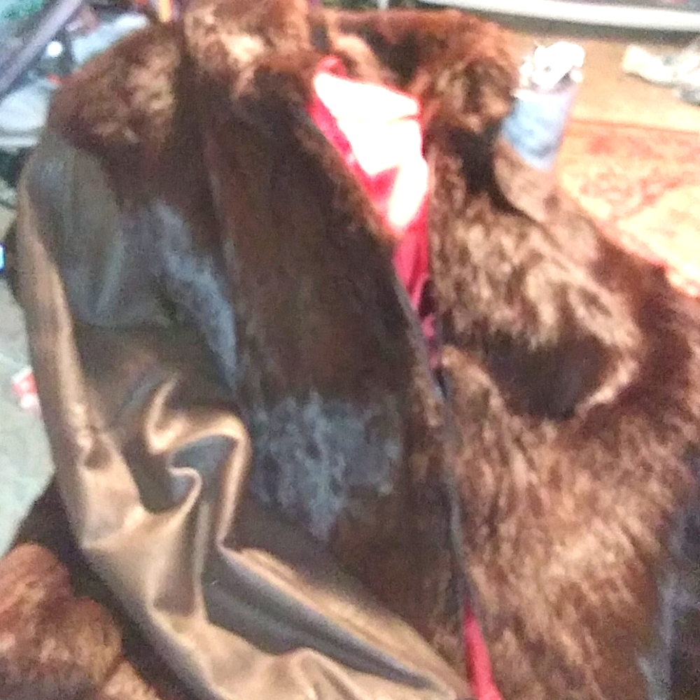 Vintage leather and Rabbit Fur jacket